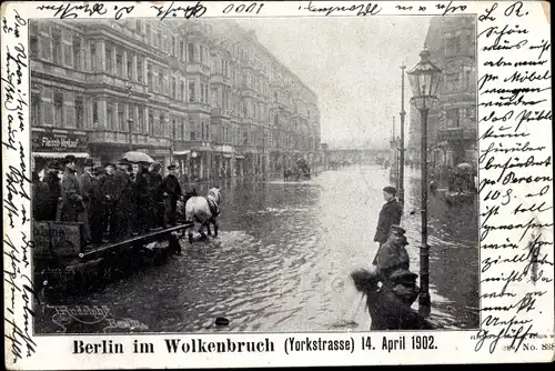 Ak Kreuzberg Berlin, Überschwemmung Yorkstraße 1902
