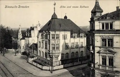Ak Dresden Ost Blasewitz, Altes und neues Rathaus