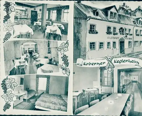 Klapp Ak Cobern Kobern Gondorf an der Mosel, Keglerheim, aussen und innen
