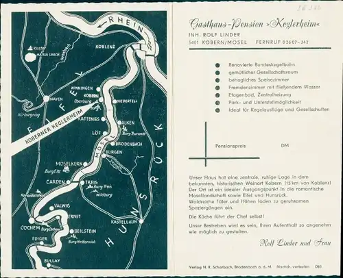 Klapp Ak Cobern Kobern Gondorf an der Mosel, Keglerheim, aussen und innen