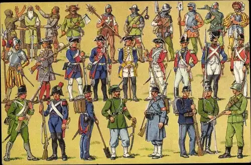 Ak Schweizer Soldaten im Laufe der Zeit, Uniformen, Dragoner, Päpstliche Garde