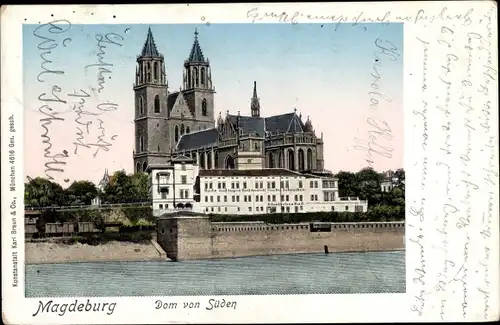 Ak Magdeburg in Sachsen Anhalt, Dom von Süden