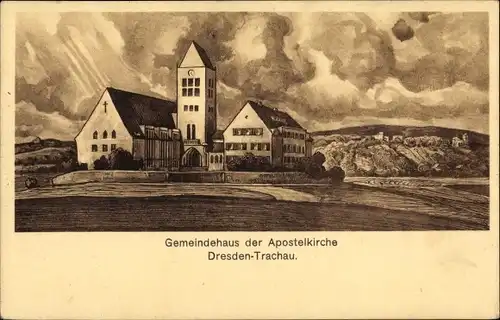 Ak Dresden Trachau, Gemeinde der Apostelkirche