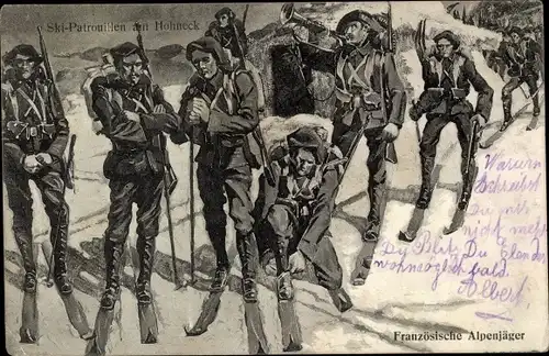 Ak Hohneck Lothringen Vosges, Skipatrouillen, französische Alpenjäger