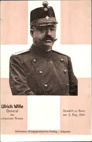 Ak Ulrich Wille, General der schweizerischer Armee