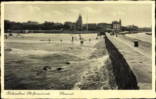 Ak Ustka Stolpmünde Pommern, Strand