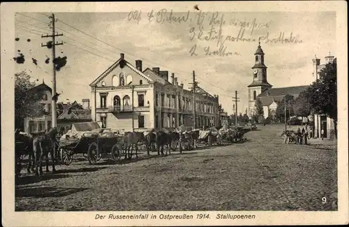 Ak Nesterow Stallupönen Ostpreußen, Russeneinfall 1914, Kriegszerstörungen, I. WK