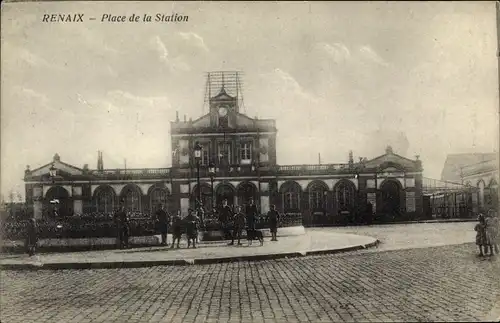 Ak Ronse Renaix Ostflandern, Place de la Station