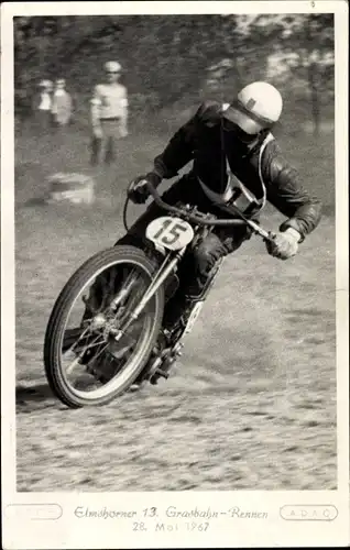 Foto Ak Elmshorn in Holstein, Elmshorner 13, Grasbahn Rennen 1967, Motorrad, Startnummer 15