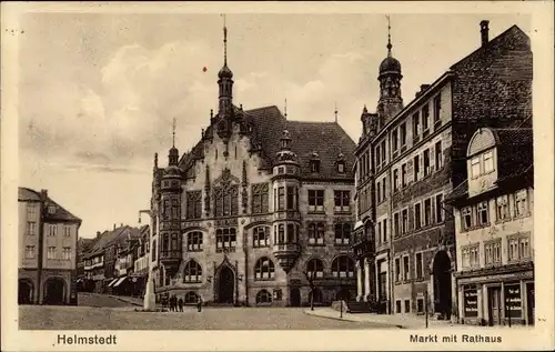 Ak Helmstedt in Niedersachsen, Markt mit Rathaus