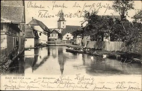 Ak Bad Berka im Weimarer Land Thüringen, Partie am Mühlgraben