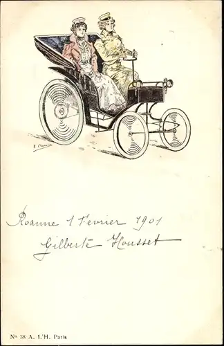 Künstler Ak Frauen im Automobil, Auto, Nutzfahrzeug