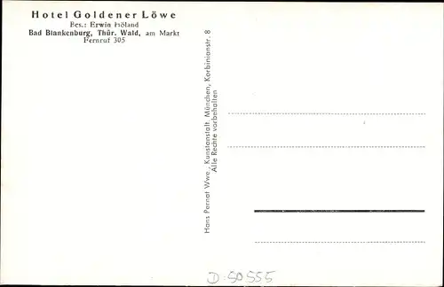 Ak Bad Blankenburg Thüringen, Hotel Goldener Löwe, Erwin Höland, am Markt