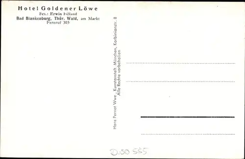 Ak Bad Blankenburg Thüringen, Hotel Goldener Löwe, Erwin Höland, am Markt