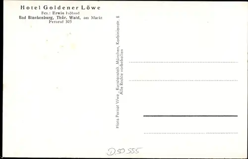 Ak Bad Blankenburg Thüringen, Hotel Goldener Löwe, Erwin Höland, am Markt