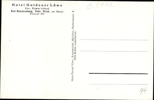 Ak Bad Blankenburg in Thüringen, Hotel Goldener Löwe