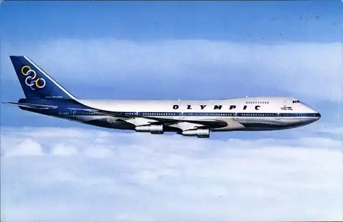Ak Griechisches Passagierflugzeug, Olympic Airways, Boeing 747 200 B, Jumbo Jet