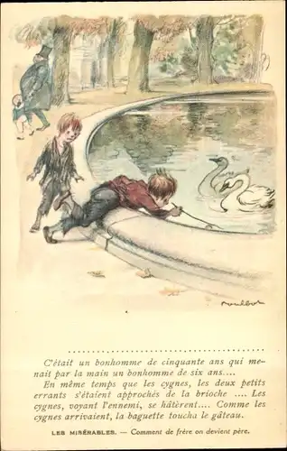 Künstler Ak Poulbot, Francisque, Les Miserables, Comment de frere on devient pere