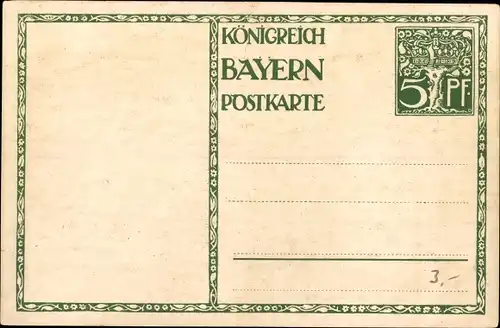 Ganzsachen Künstler Ak Diez, M., Prinzregent Luitpold von Bayern 1911, 5 Pfennig