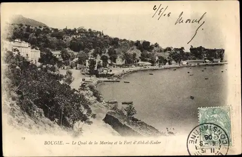 Ak Bougie Algerien, Le Quai de la Marine et le Fort d'Abd-el-Kader