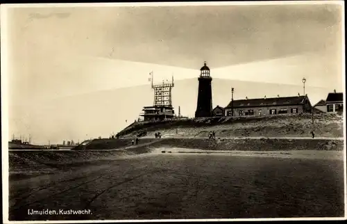 Ak Ijmuiden Velsen Nordholland Niederlande, Kustwacht, Leuchtturm