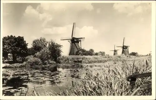 Ak Kinderdijk Molenwaard Südholland Niederlande, Alblasserwaard, Molen Landschap, Windmühlen
