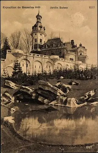 Ak Bruxelles Brüssel, Exposition de 1910, Jardin Suisse