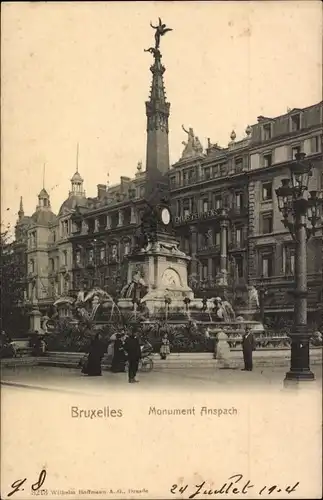 Ak Bruxelles Brüssel, Monument Anspach