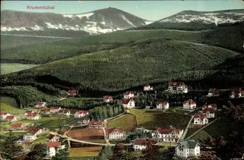 Ak Karpacz Krummhübel im Riesengebirge Schlesien, Ort mit Umgebung