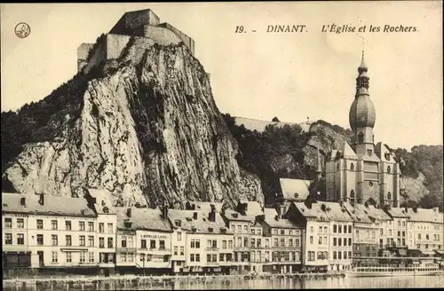 Ak Dinant Wallonien Namur, l'Eglise et les Roches