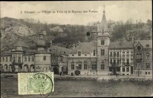 Ak Dinant Wallonien Namur, l'Hotel de Ville et le Bureau des Postes