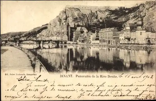 Ak Dinant Wallonien Namur, Panorama de la Rive Droite