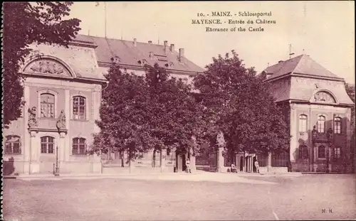 Ak Mainz am Rhein, Schlossportal, Außenansicht