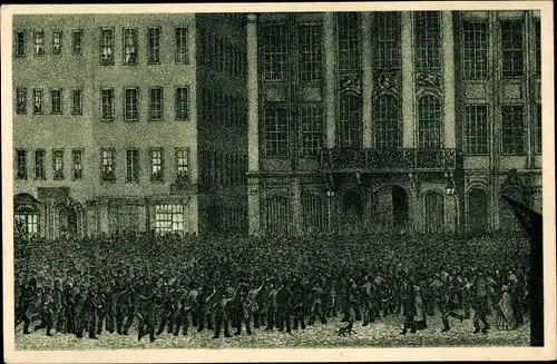 Ak Dresden, 100 Jahre Revolution von 1848, Unruhen in Dresden am 15. März 1848