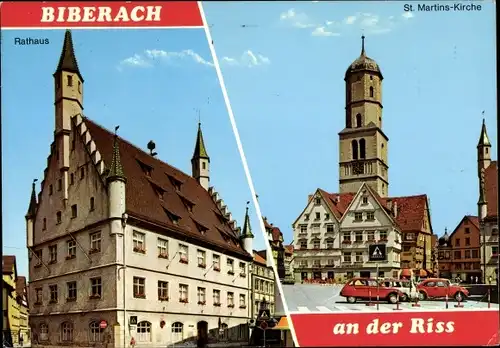 Ak Biberach an der Riß in Oberschwaben, Rathaus, St. Martins-Kirche