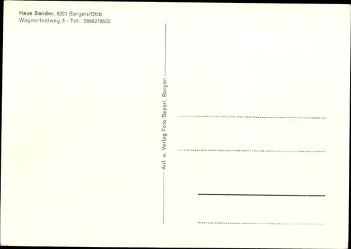 Ak Bergen im Chiemgau Oberbayern, Haus Sander, Außenansicht