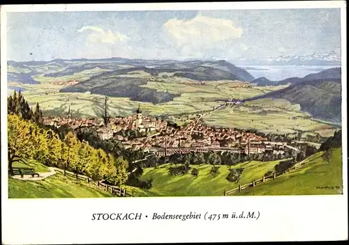 Künstler Ak Stockach im Hegau Baden, Panorama, Bodensee