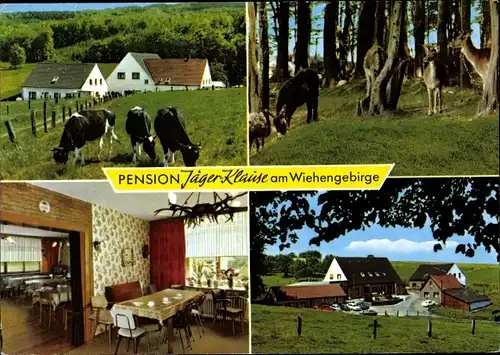Ak Blasheim Lübbecke in Westfalen, Pension Jäger-Klause, Rehe, Kühe, Innenraum