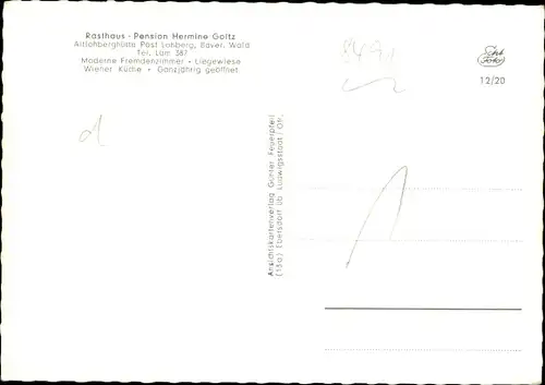 Ak Lohberg im Bayerischen Wald, Rasthaus Pension Hermine Goltz