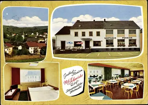 Ak Zerf in Rheinland Pfalz, Gasthof Nik. Schneider, Außenansicht, Schlafraum, Speisesaal