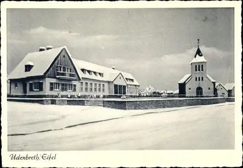 Ak Udenbreth Hellenthal in der Eifel, Winteransicht, Kirche, Schnee