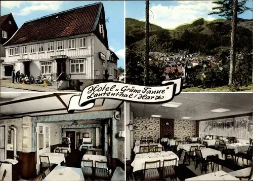 Ak Lautenthal Langelsheim im Oberharz, Hotel Grüne Tanne, Außenansicht, Speisesaal, Panorama