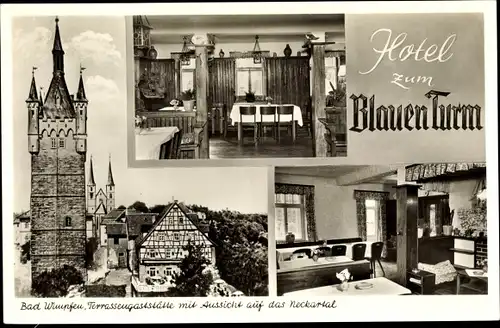Ak Bad Wimpfen am Neckar, Hotel zum Blauen Turm, Ortspartie