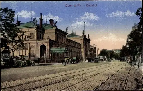 Ak Bonn am Rhein, Hauptbahnhof, Kutsche