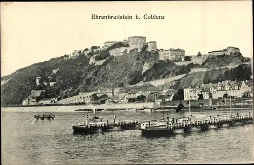 Ak Ehrenbreitstein Koblenz am Rhein, Schiffbrücke, Teilansicht