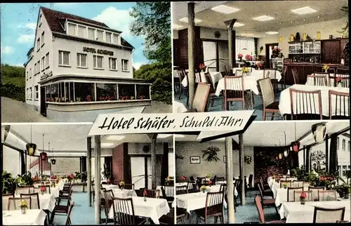 Ak Schuld an der Ahr, Hotel Schäfer, Außenansicht, Speisesaal
