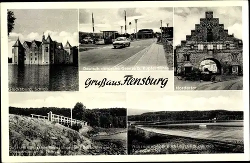 Ak Flensburg in Schleswig Holstein, Glücksburg, Nordertor, Deutsch-dänische Grenze