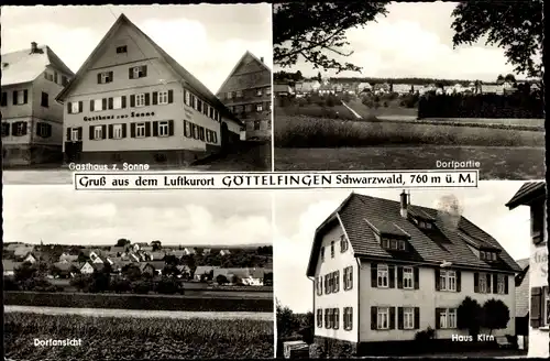 Ak Göttelfingen Seewald im Schwarzwald, Gasthaus zur Sonne, Dorfpartie, Haus Kirn