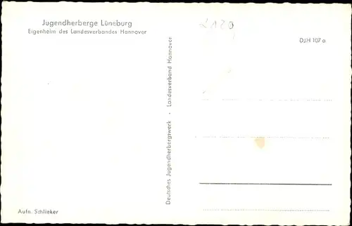 Ak Lüneburg in Niedersachsen, Jugendherberge, Vorderansicht, Essraum, Anmeldung, Schlafraum