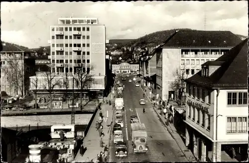 Ak Siegen Westfalen, Bahnhofstraße mit Siegbrücke, Hochhaus